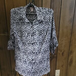 Black and White Patterned Women's Top